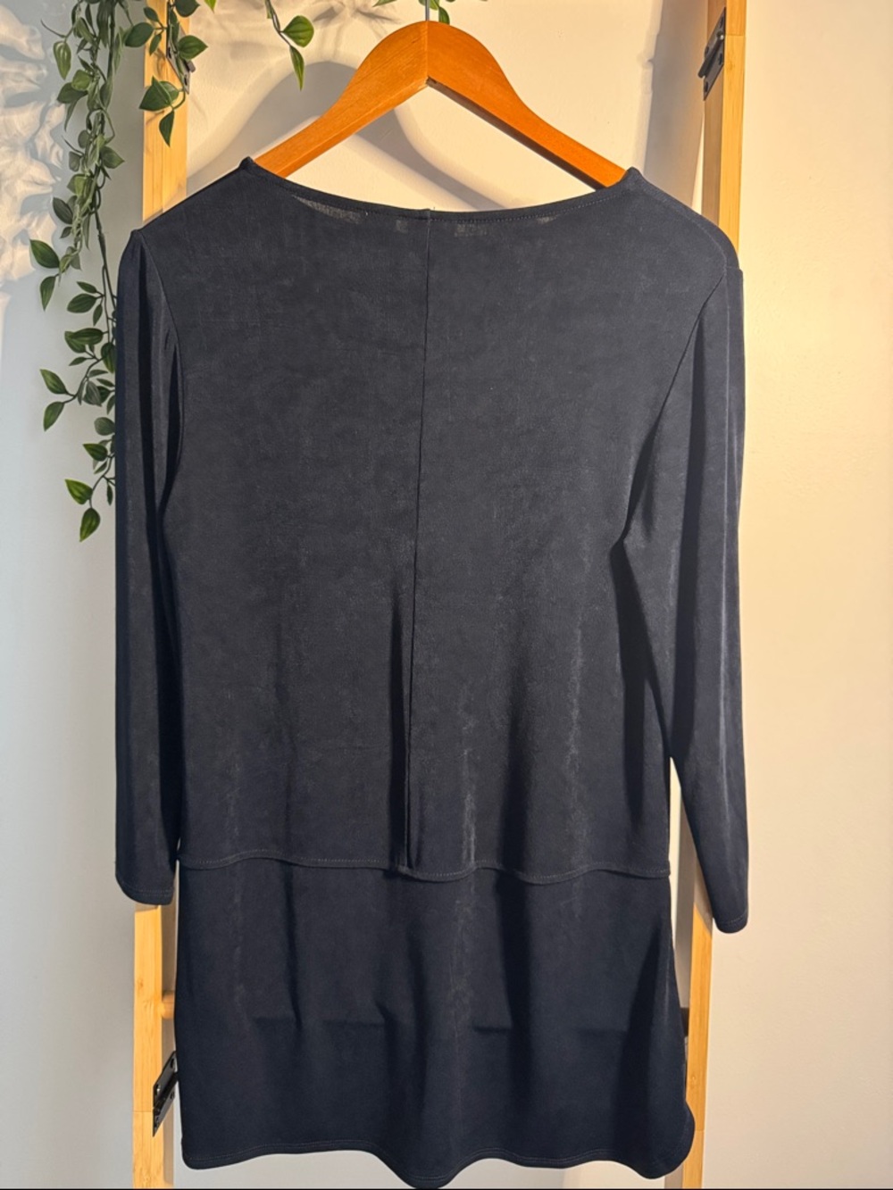Travelers by Chico s Navy Blue Relaxed Peplum Long Sleeve Top - Picture 3 of 8